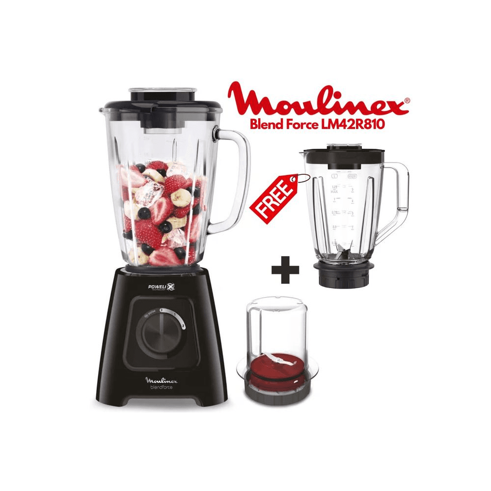 Moulinex Blendforce LM42R810 - Blender 600W avec bol en verre 1,75L