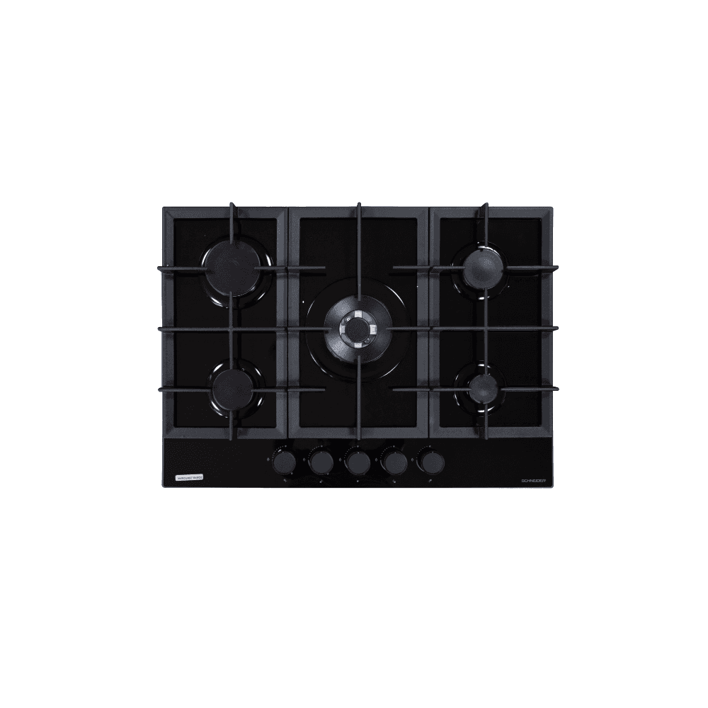 Plaque de cuisson Schneider 5 feux 70 cm en verre noir