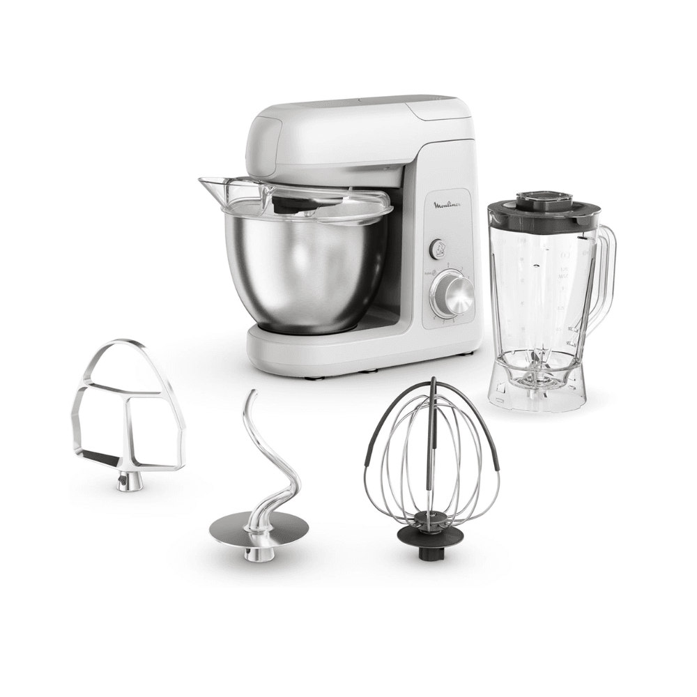 Robot pâtissier Moulinex 4,6L 1100W avec kit inox