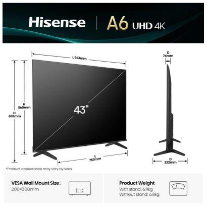 Téléviseur Hisense 43" Smart UHD 4K A6Q avec Récepteur TNT Intégré