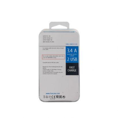 Chargeur mural 3.4A 2 ports USB noir sans câble