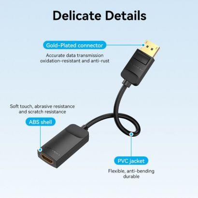Convertisseur DisplayPort vers HDMI 4K 60Hz - Câble 0.15m Noir
