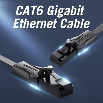 Câble réseau Cat.6 UTP plat 10 mètres noir