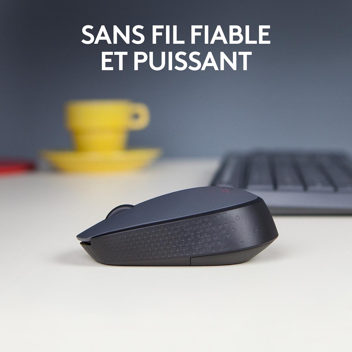 Logitech Souris sans fil M170 ambidextre – capteur optique – 3 bouton – Gris