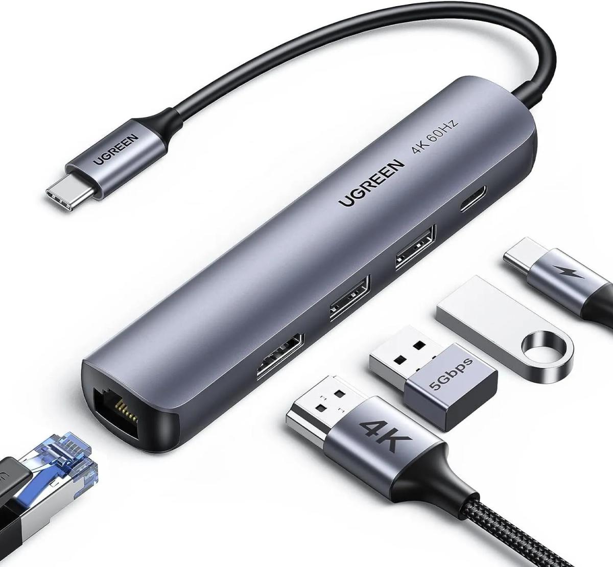 Hub USB-C UGREEN 5 en 1 avec recharge PD 100W