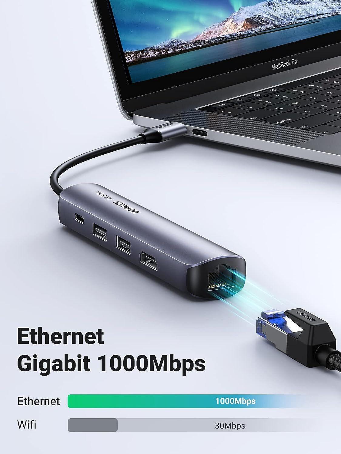 Hub USB-C UGREEN 5 en 1 avec recharge PD 100W