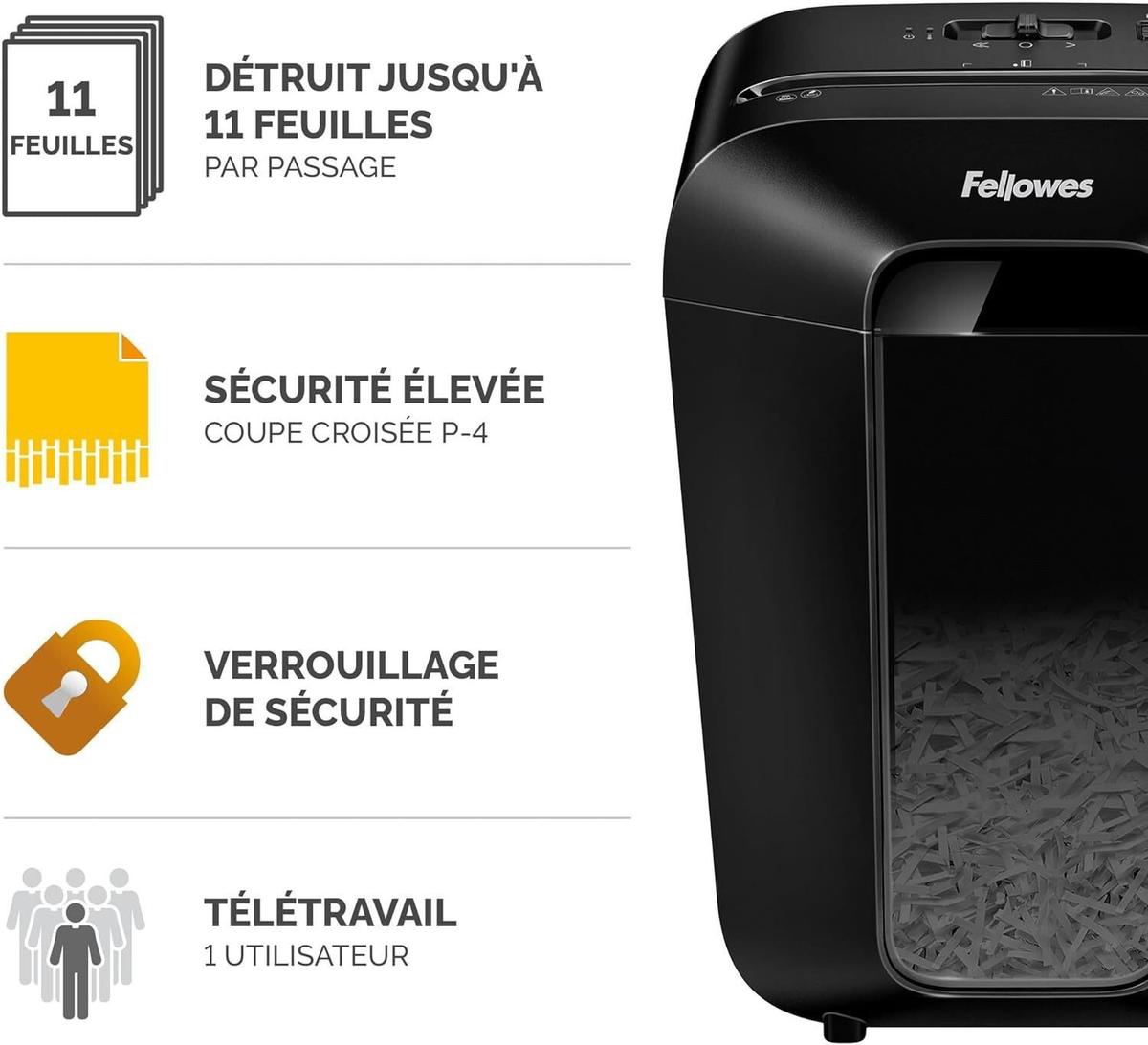 Destructeur de documents Fellowes LX70 11 feuilles 18L