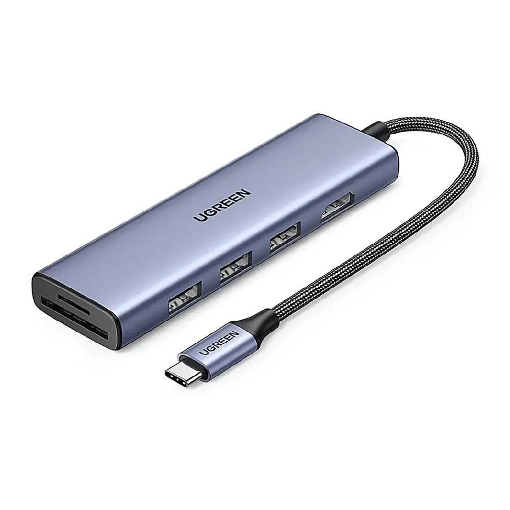 Hub USB-C UGREEN 6 en 1 avec HDMI 4K, 3 ports USB 3.0 et lecteurs SD/TF