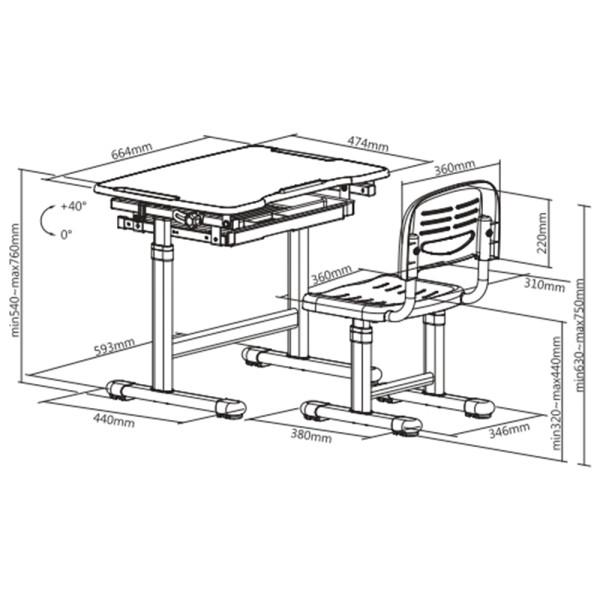 SKILLDESK GrowMate 207 (Chaise + Bureau)