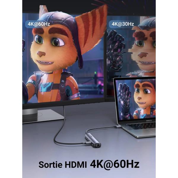 UGREEN Hub USB-C 5 en 1 (HDMI 4K@60Hz, PD 100W)