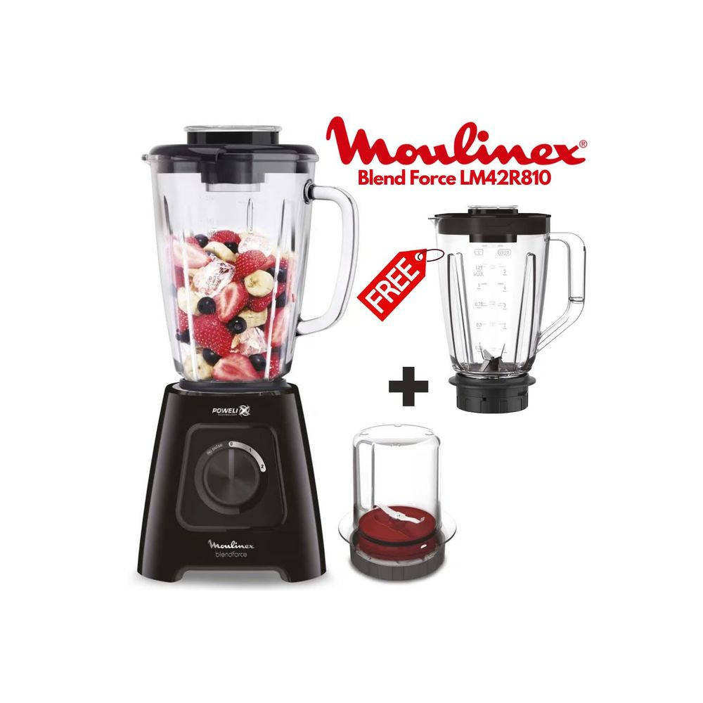 Moulinex Blendforce LM42R810 - Blender 600W avec bol en verre 1,75L
