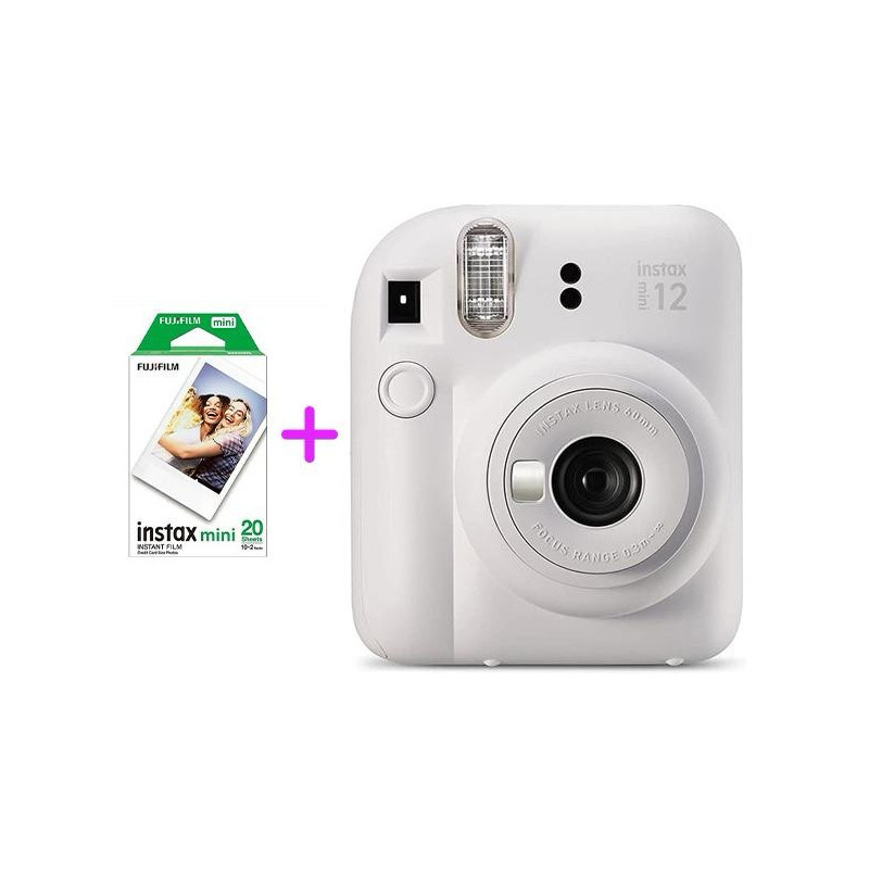 FUJIFILM Instax Mini 12 Blanc + Pack de 20 films Instax Mini EU Glossy