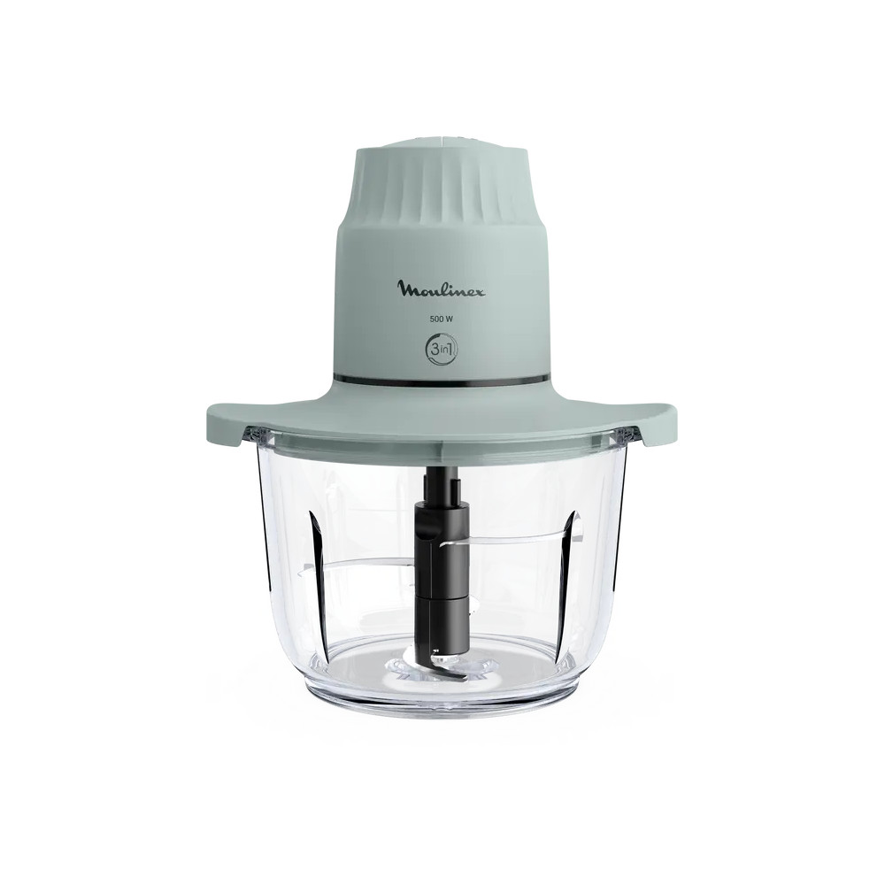 Hachoir électrique Moulinex Choppeo 3 en 1 avec 4 lames et bol en verre 2L