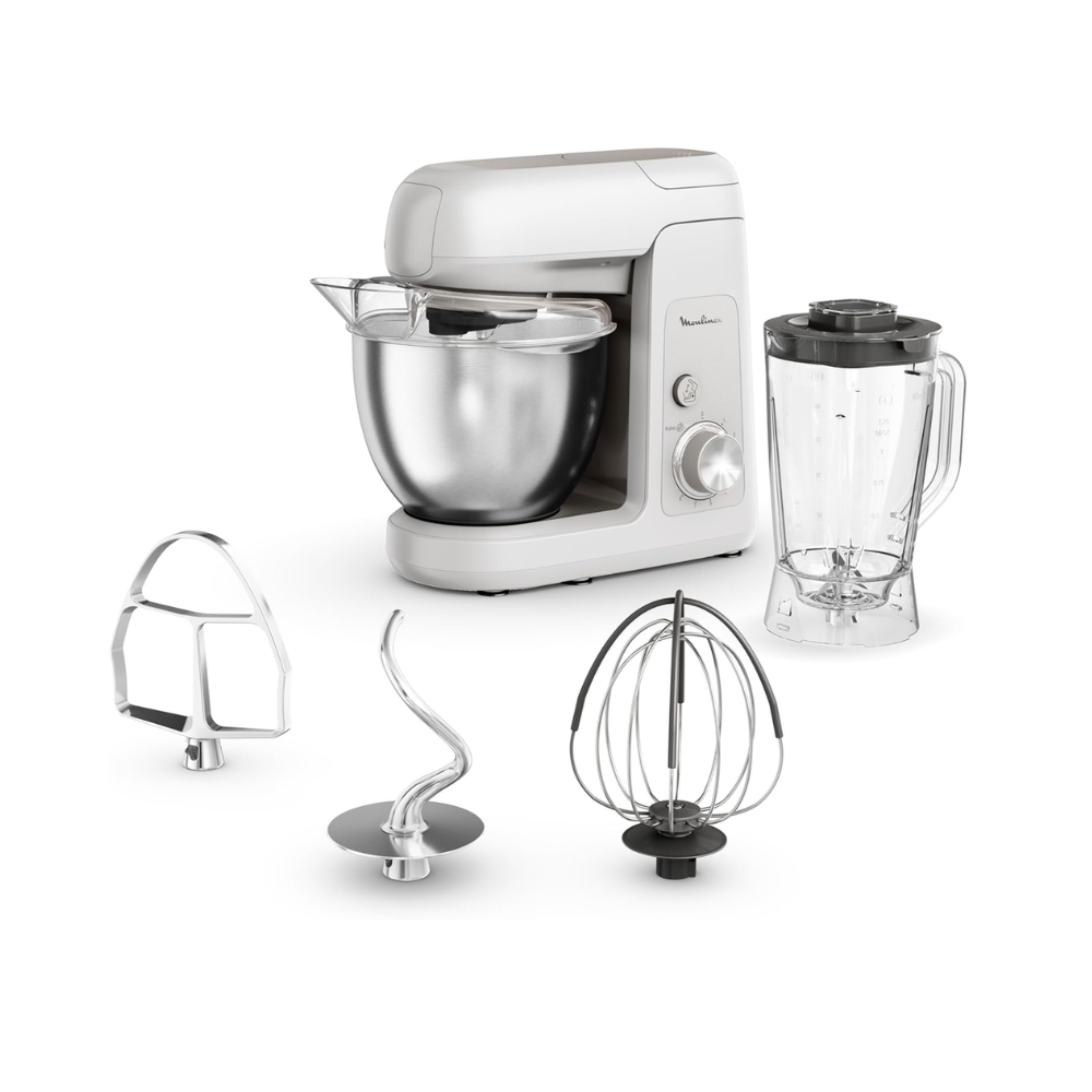 Robot pâtissier Moulinex 4,6L 1100W avec kit inox