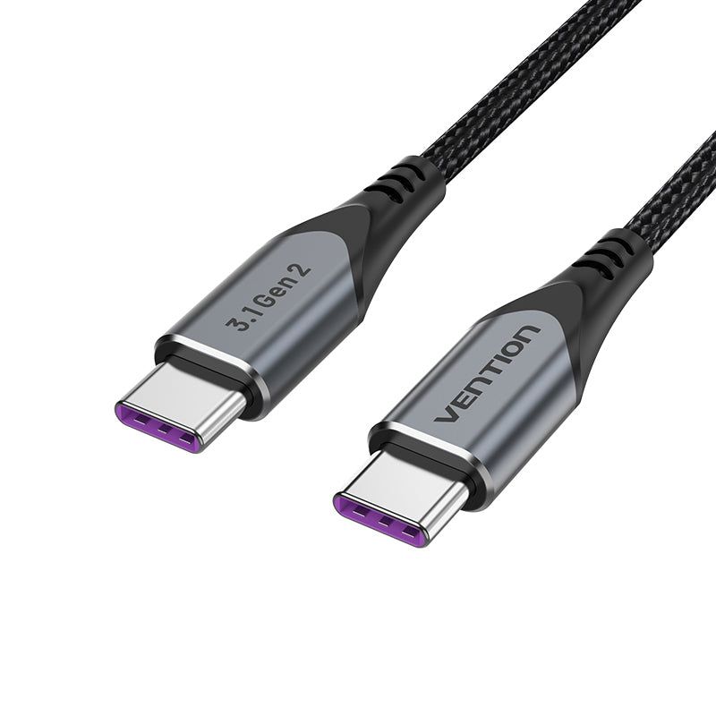 Câble USB 3.1 Gen2 Type-C mâle vers Type-C mâle 5A 1m Gris Alliage d'aluminium