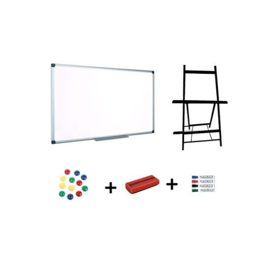 Ensemble tableau magnétique blanc 120 x 90 cm avec accessoires