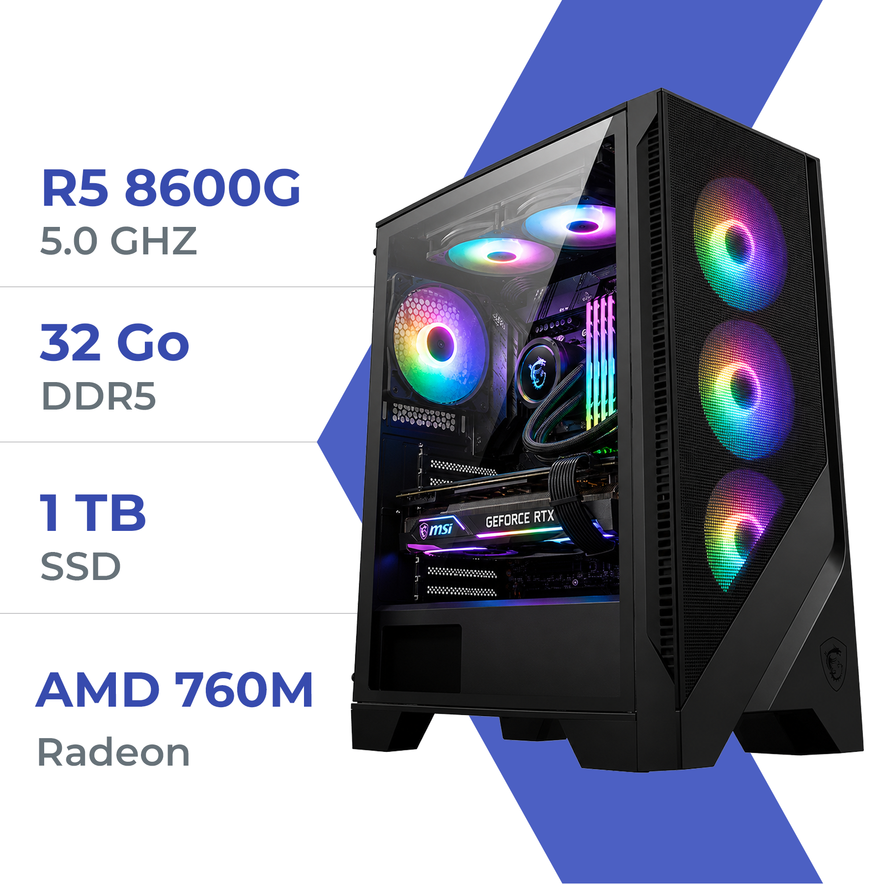PC Gamer Ryzen 5 8600G/1 TB SSD/32GB/Radeon 760M