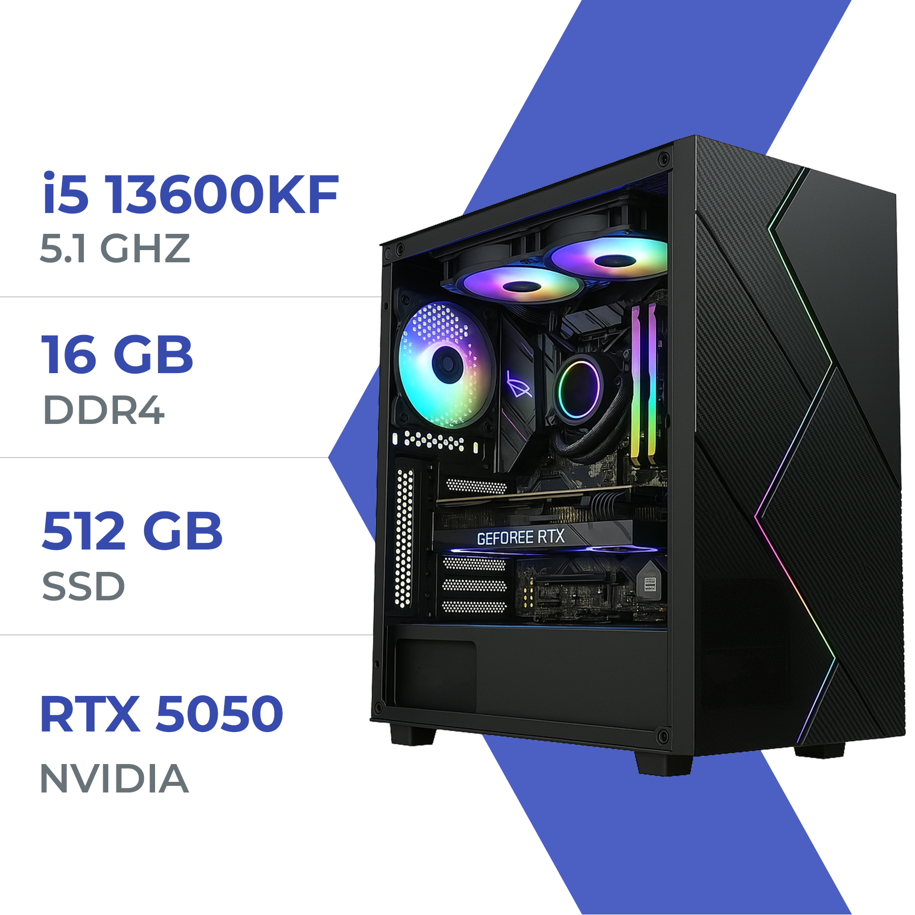 PC Gamer i5-13600KF RTX 5050 16GB RAM 512GB SSD