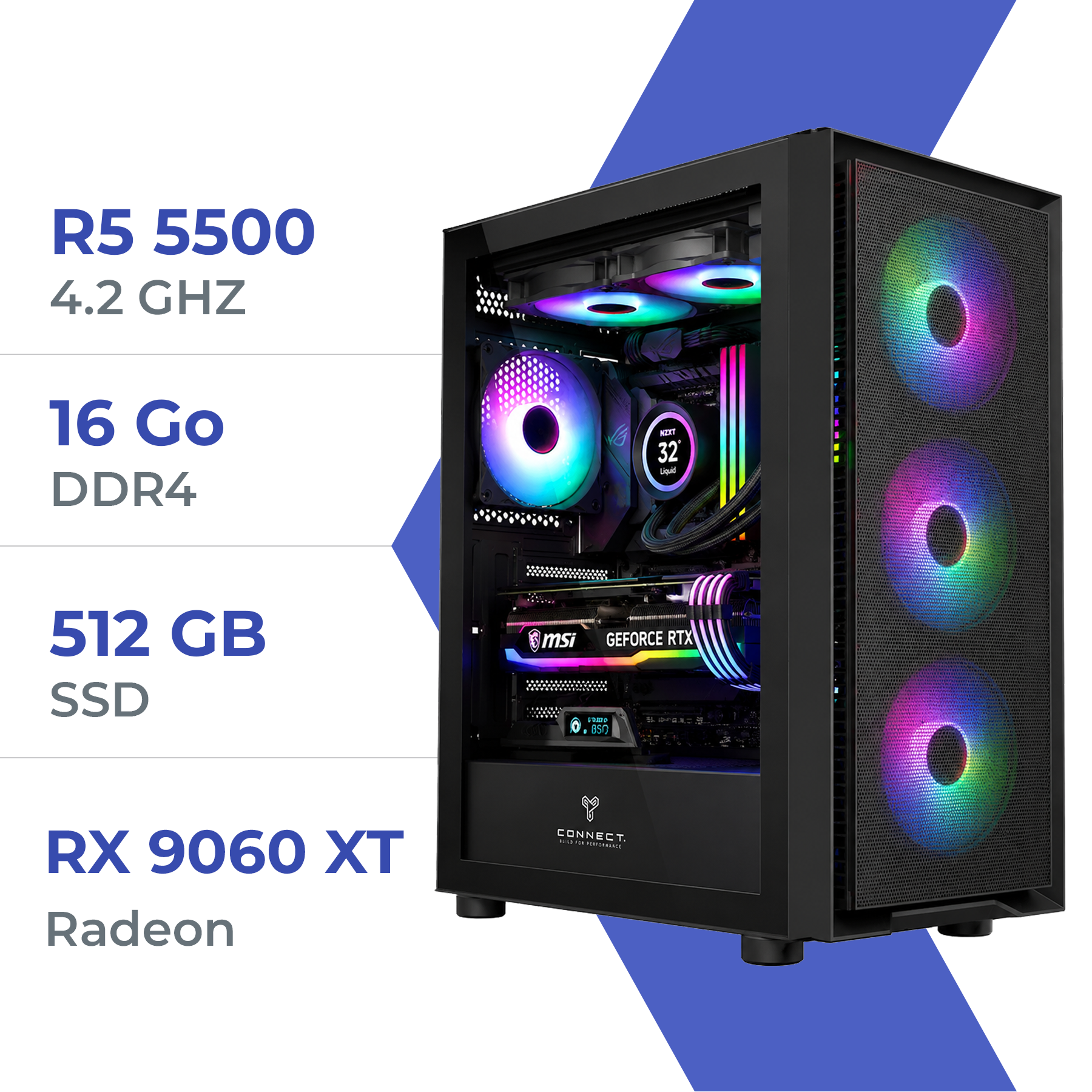 PC Gamer Ryzen 5 5500, 512 GB SSD, 16 GB RAM, RX 9060 XT 16 GB