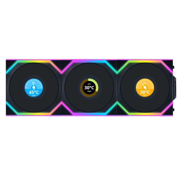 Lian Li Uni Fan SL Wireless LCD 120 Reverse Blade Noir (Triple Pack)