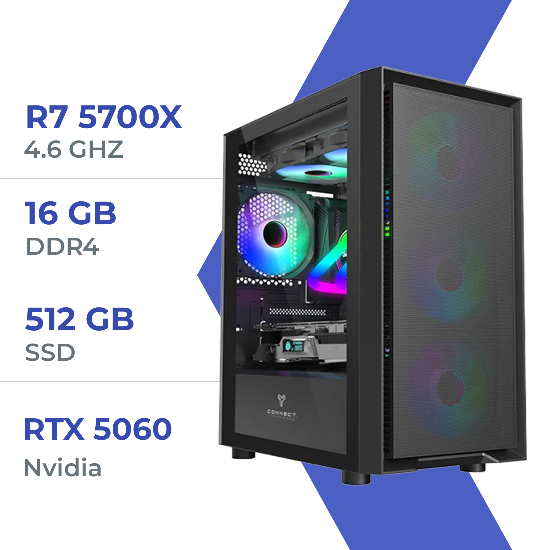 PC Gamer R7 5700X / 16GB RAM / RTX 5060 / 512GB SSD