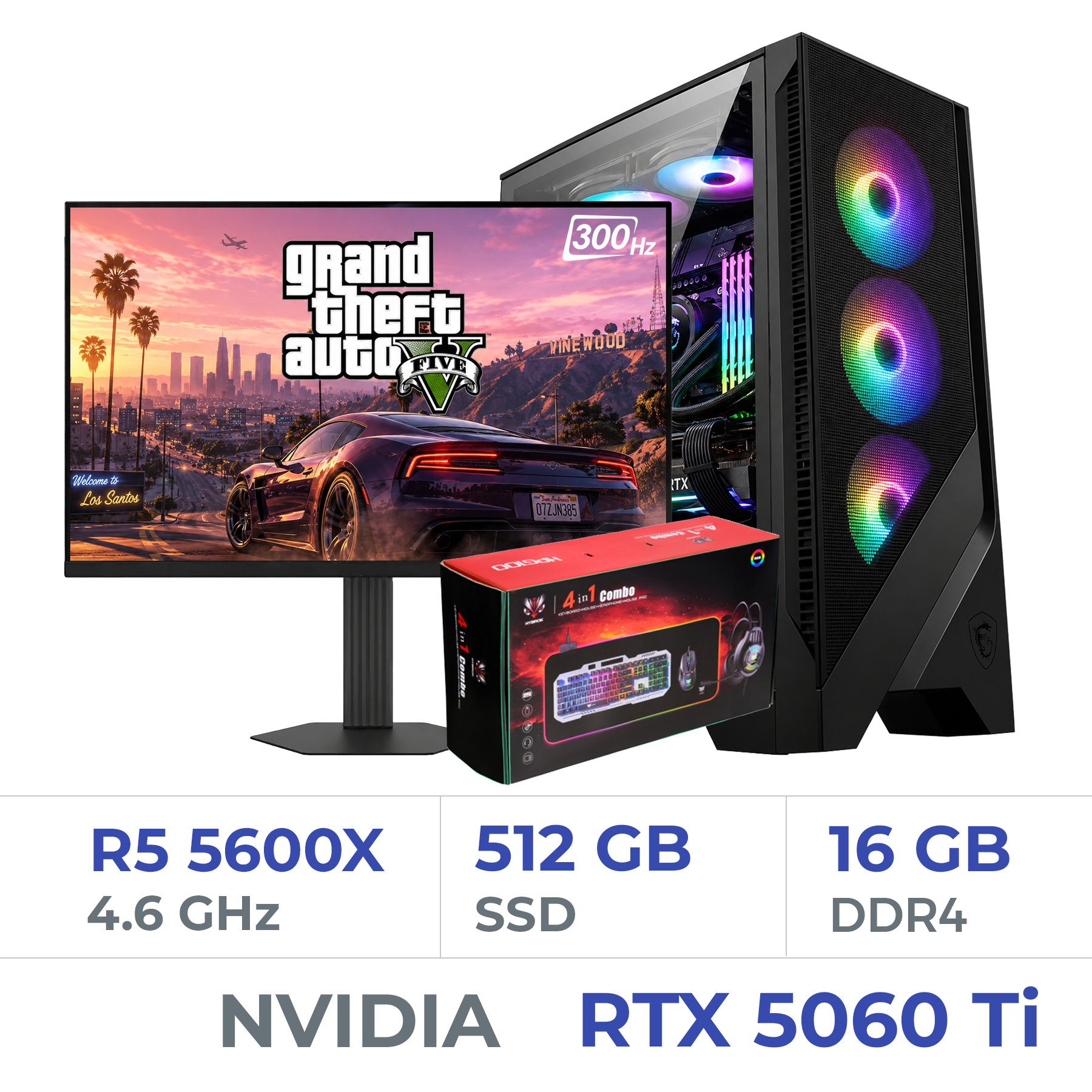 Setup Complet Ryzen 5 5600X/512 GB SSD/16GB/RTX 5060Ti 8G