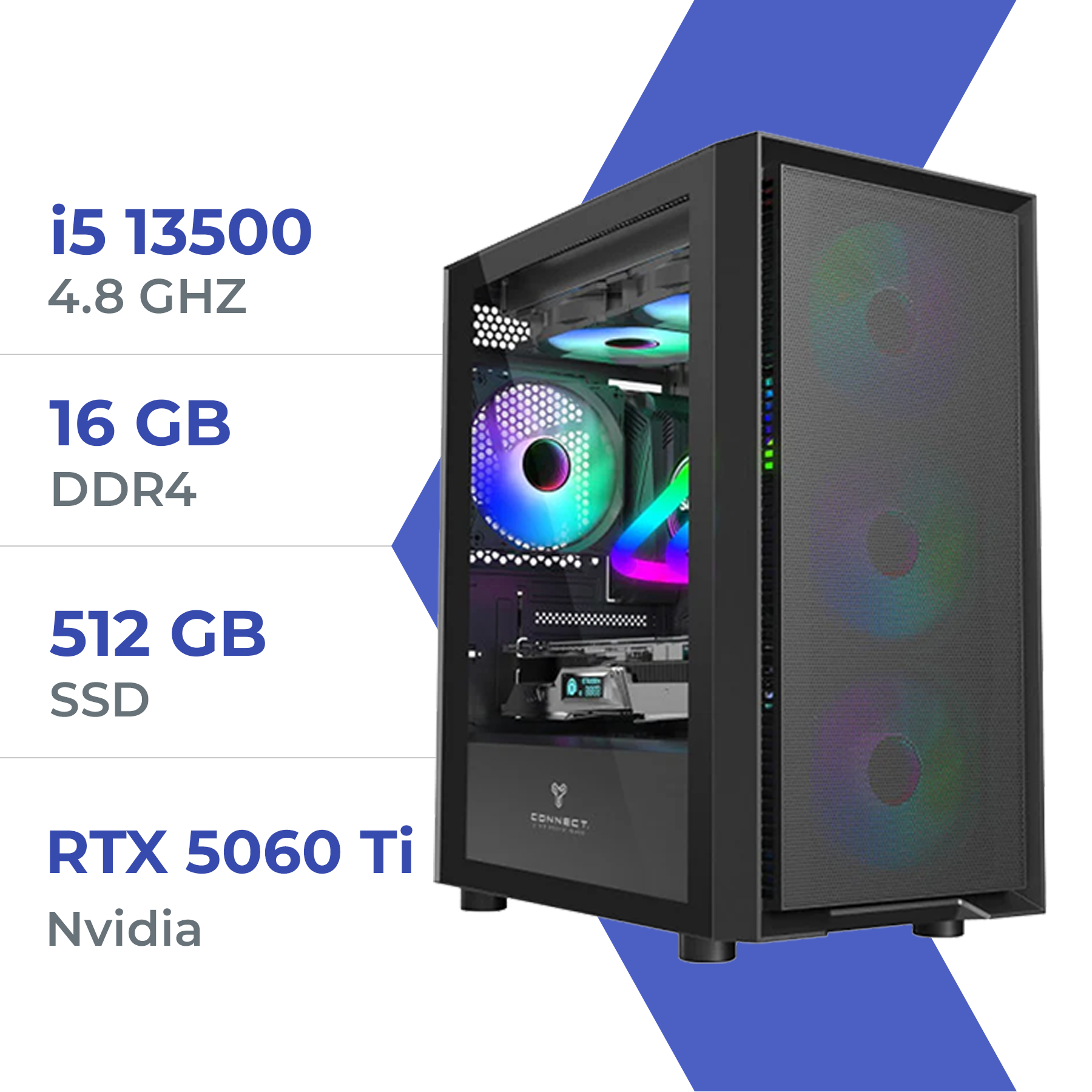 PC Gamer i5 13500/512GB SSD/16GB/RTX 5060 Ti 8GB