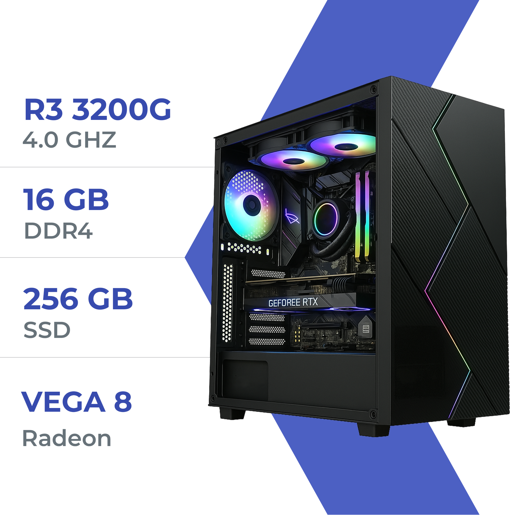 PC Gamer Ryzen 3 3200G/16GB/256GB SSD/Radeon Vega 8