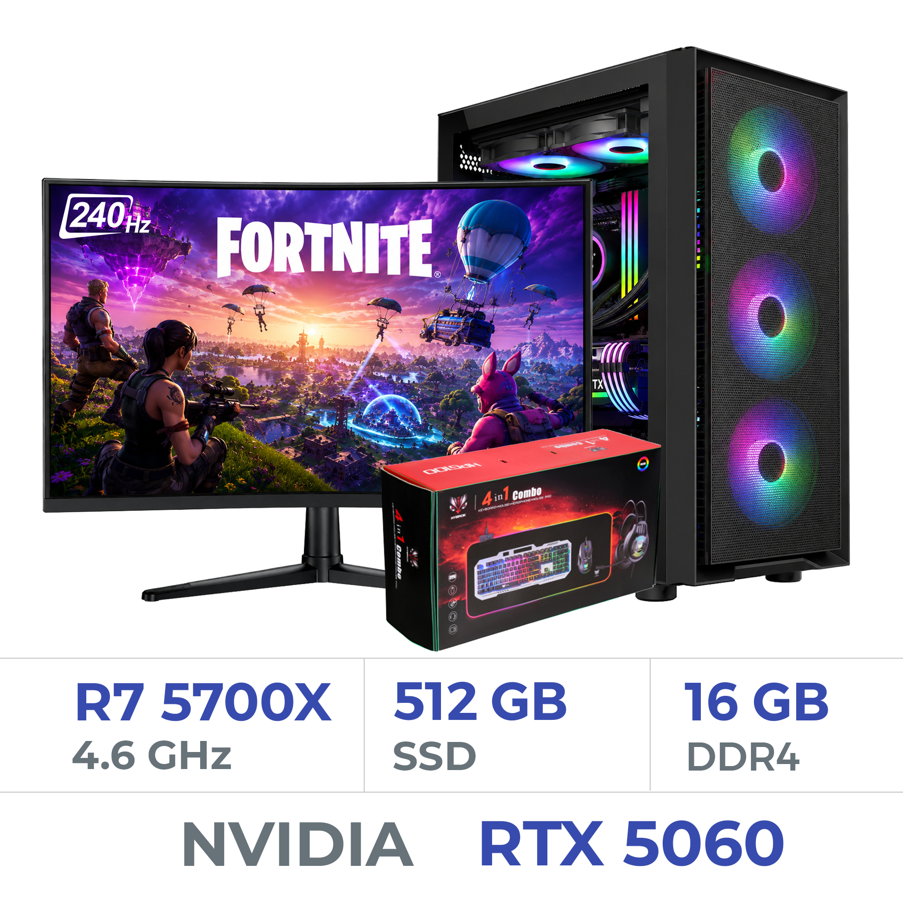 Setup Complet Ryzen 7 5700X/512 GB SSD/16GB/RTX 5060 8G