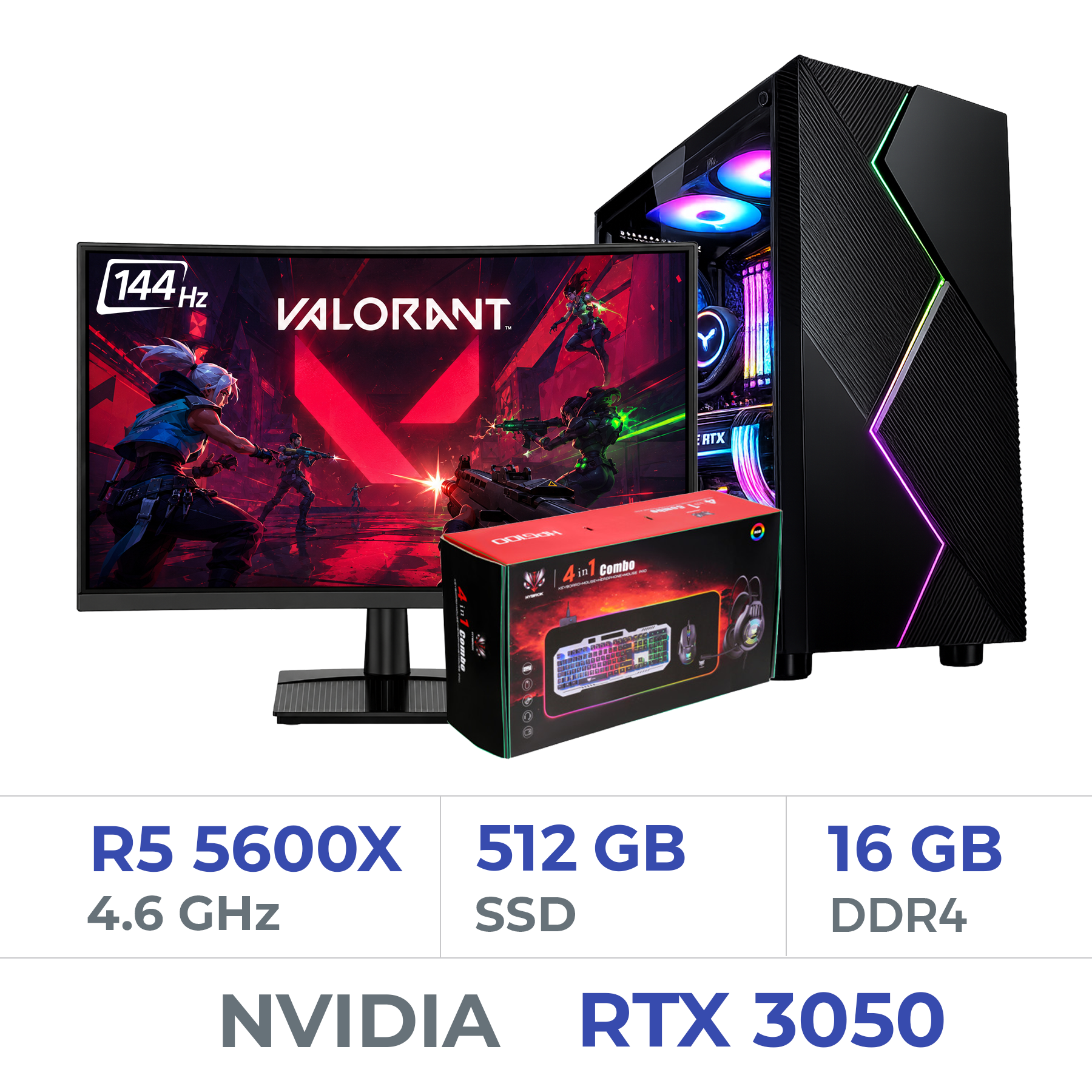 Setup Complet Ryzen 5 5600X/512 GB SSD/16GB/RTX 3050 6GB