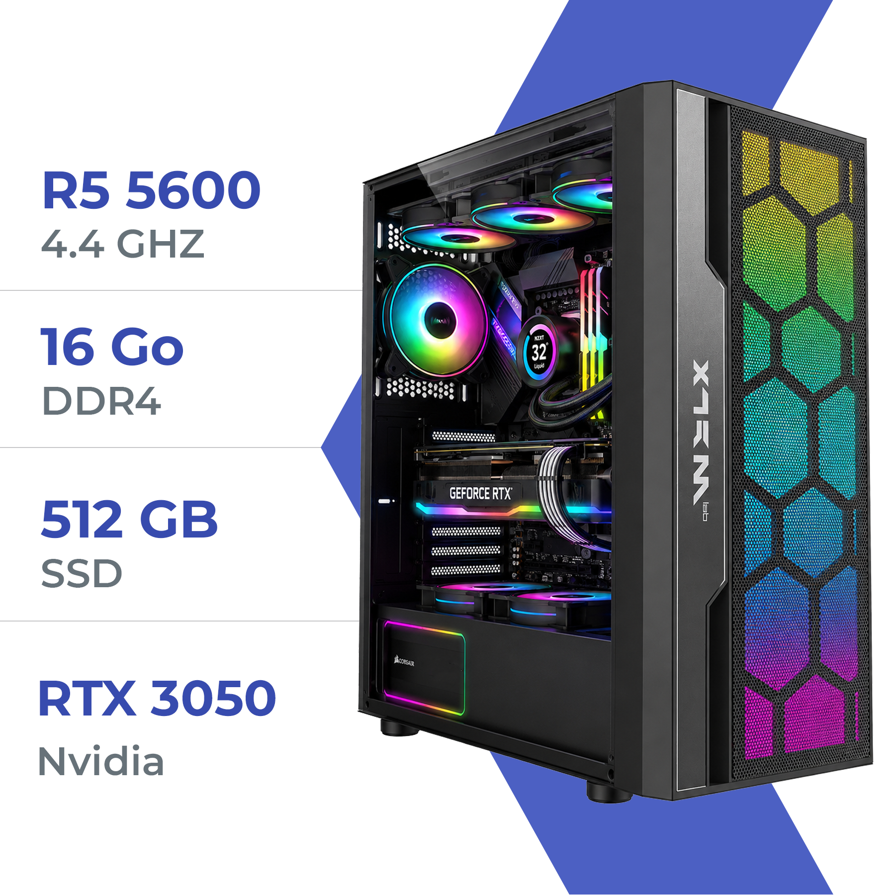 PC Gamer Ryzen 5 5600/500GB SSD/16GB/RTX 3050 6GB